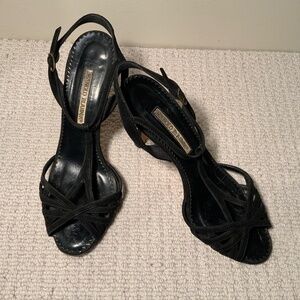 Manolo Blahnik Black Suede T Sandal